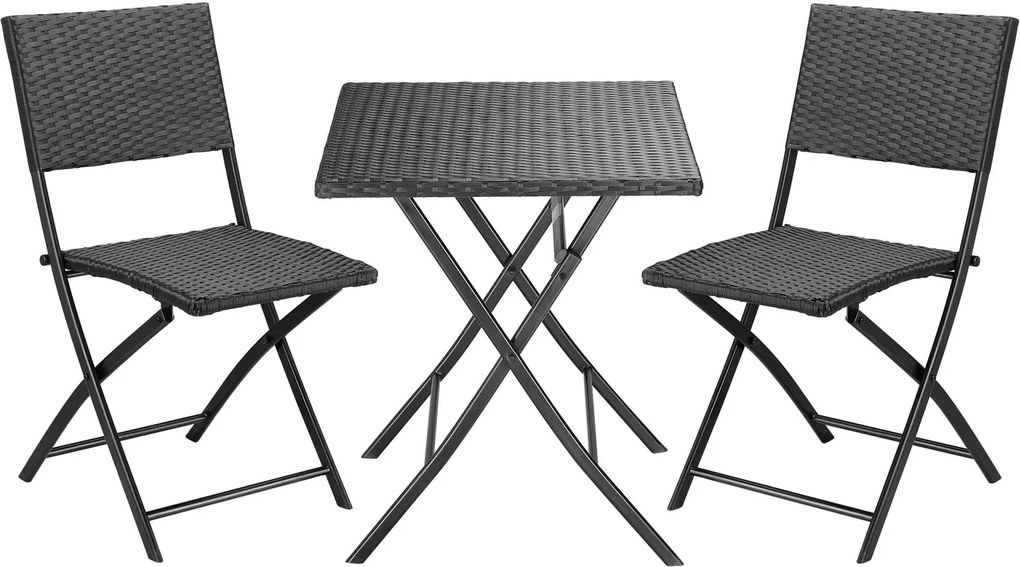 Ratanový balkónový set Rím - čierny