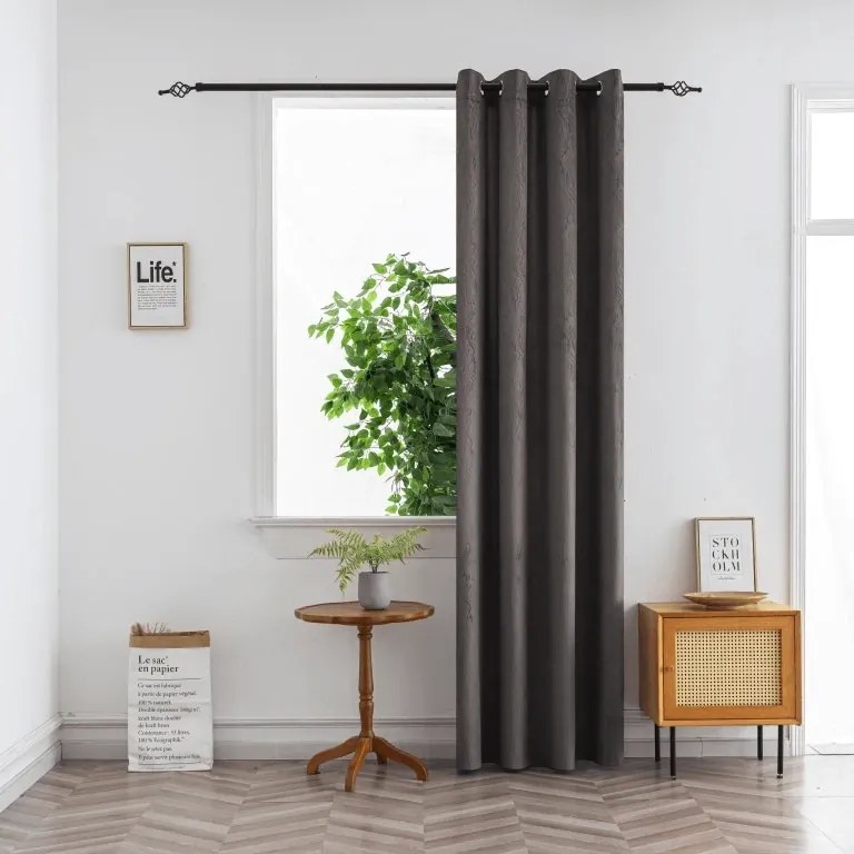 Zatemňovací záves DUNES VELVET 140x250 cm, tmavosivý Zavesenie: Kovové krúžky