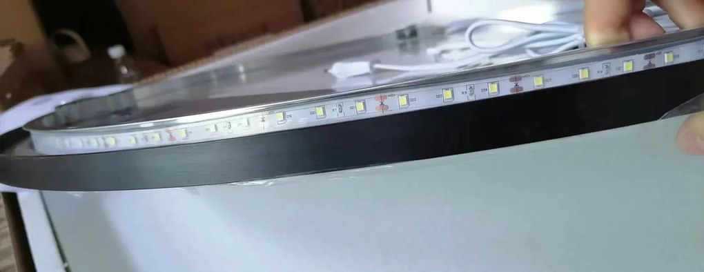 Erga Emma, okrúhle LED zrkadlo 80cm, čierny kovový rám, 1840 lm, 6500K, zadné osvetlenie, ERG-V01-201-8080-BK