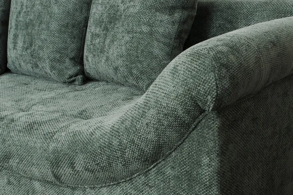 Rohová sedačka Kati, šedo-zelená látka, ľavý roh