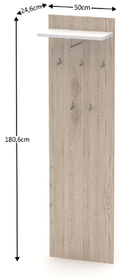 Vešiakový panel Tempo Kondela Rumia (dub san remo + biela). Vlastná spoľahlivá doprava až k Vám domov. 1015452