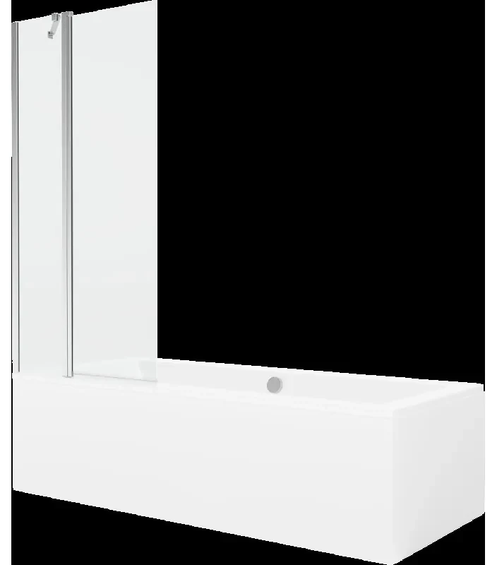 Mexen Cube obdĺžniková vaňa 170 x 80 cm s obkladom a 1-krídlovou sprchovou zástenou 80 cm, Transparentné, Chrómová - 550517080X9