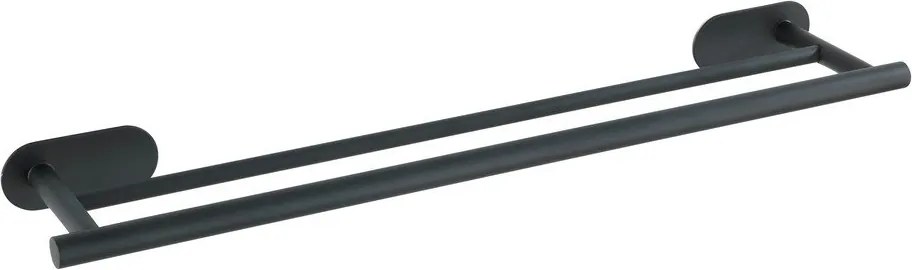 Antikoro matne čierny dvojitý nástenný držiak na uteráky Wenko Orea Rail Duo Turbo-Loc ®