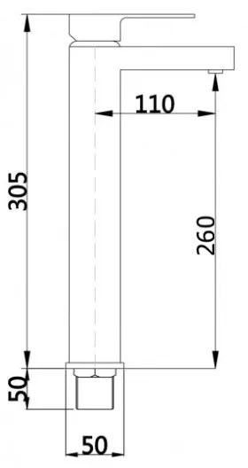 Mexen CUBE - Vysoká umývadlová batéria, chrómová, 72910-00