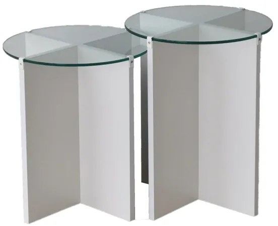 SADA 2x Odkladací stolík LILY pr. 40 cm biela/číra