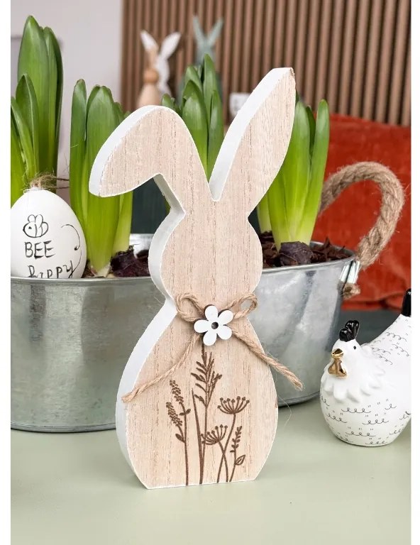 Veľkonočný drevený zajac FLORAL RABBIT 20 cm