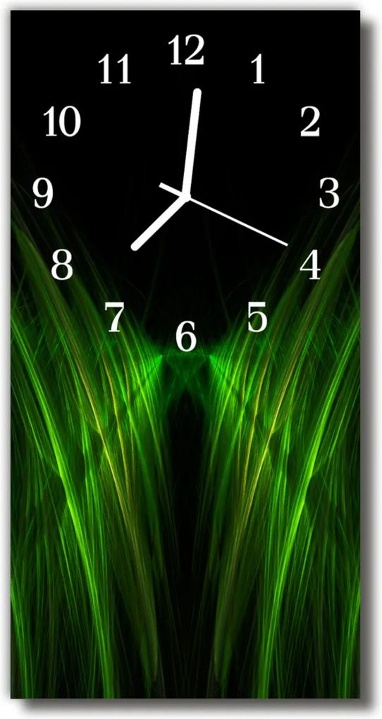 Nástěnné hodiny vertikální Krajina, linie, zelená abstrakce