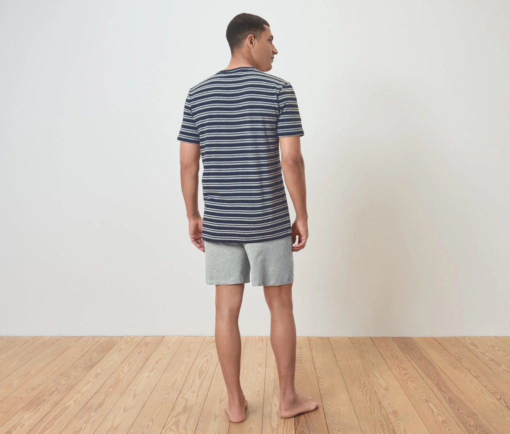 Krátka pyžamová súprava, námornícka modrá/sivá
