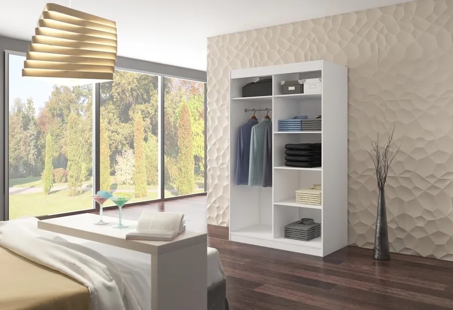 Čierna skriňa s bielymi zrkadlovými dverami Amadora 120 cm