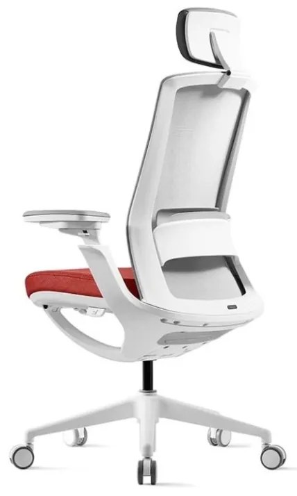 Kancelárska ergonomická stolička ROLY White — sieť, látka, biela / viac farieb Červená