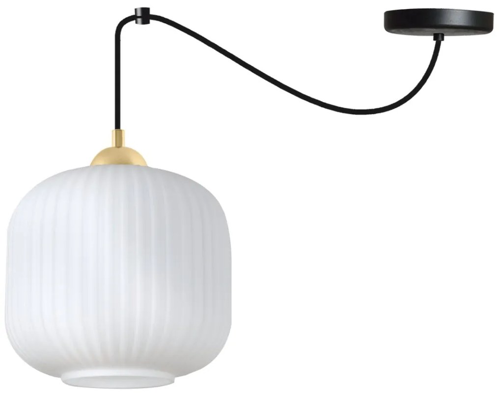 Závesné svietidlo Riffle Spider 2, 1x biele sklenené tienidlo, b/g