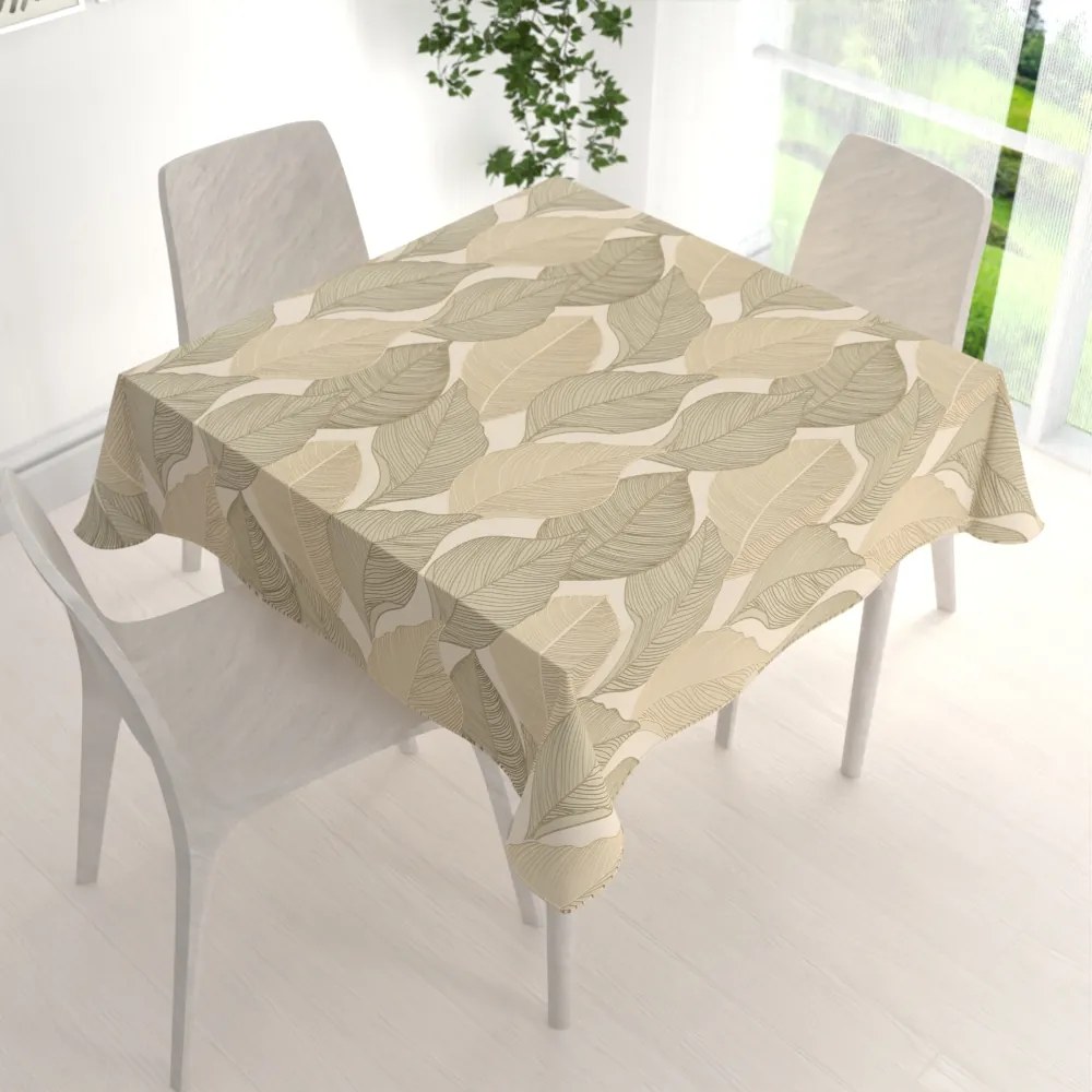 Biante Zamatový štvorcový obrus Tamara TMR-046 Prírodné popínavé listy na krémovom 80x80 cm