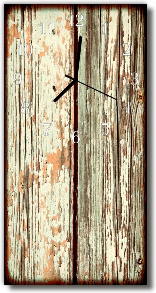 Sklenené hodiny vertikálne  Retro hnedé drevo