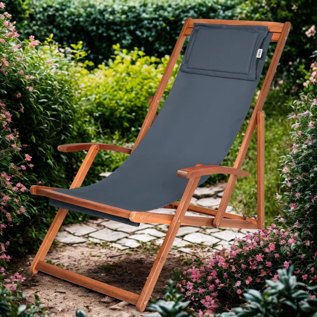 Záhradné lehátko SIENA, 65x87x102cm, antracitová Jurhan