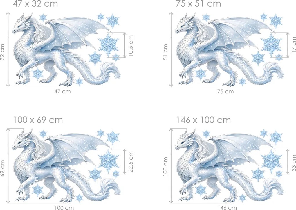 Ľadový drak Frozen textilní prelepiteľná nálepka na stenu hárok 47 x 32 cm