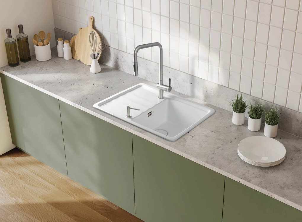 Deante Momi, keramický drez s odkvapkávačom 780x500x230 mm, biela, DEA-ZCM_6113