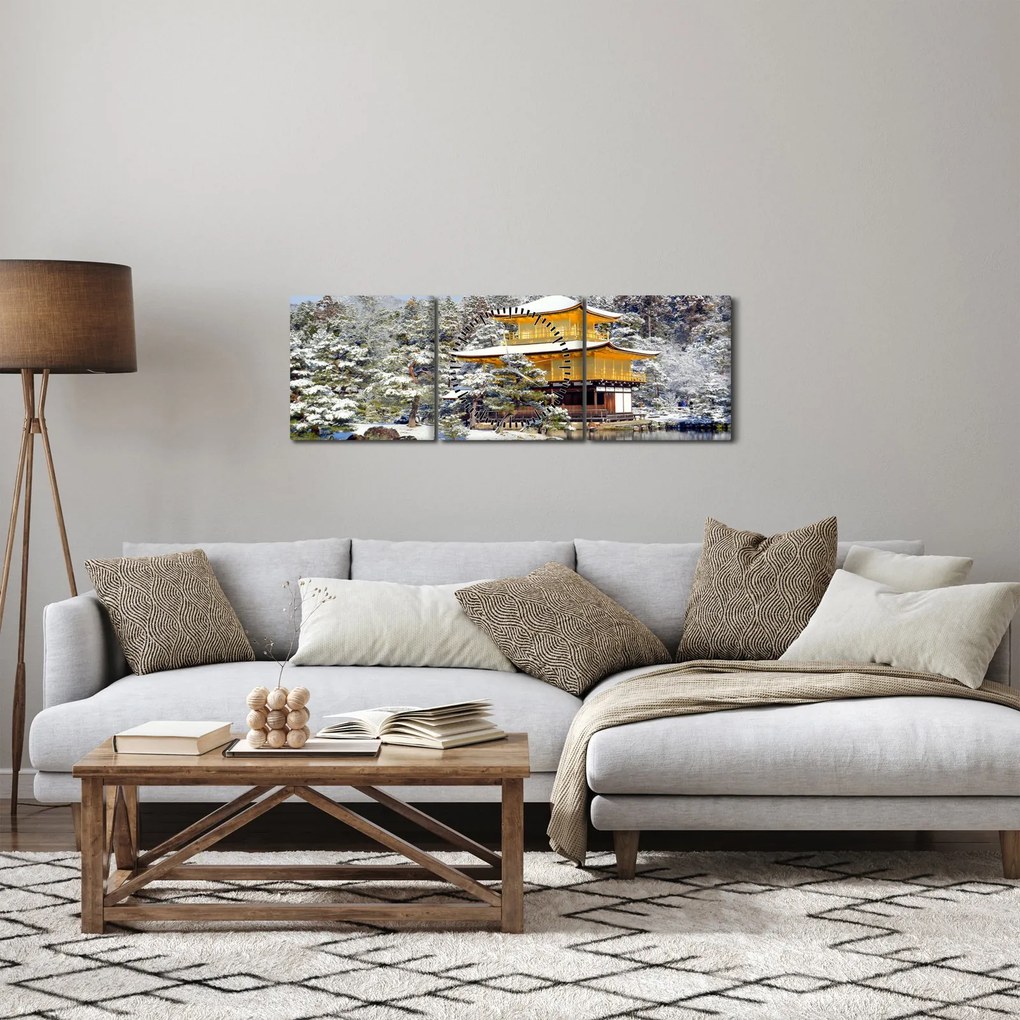 Obraz - Kinkakudži, Japonsko (s hodinami) (90x30 cm)