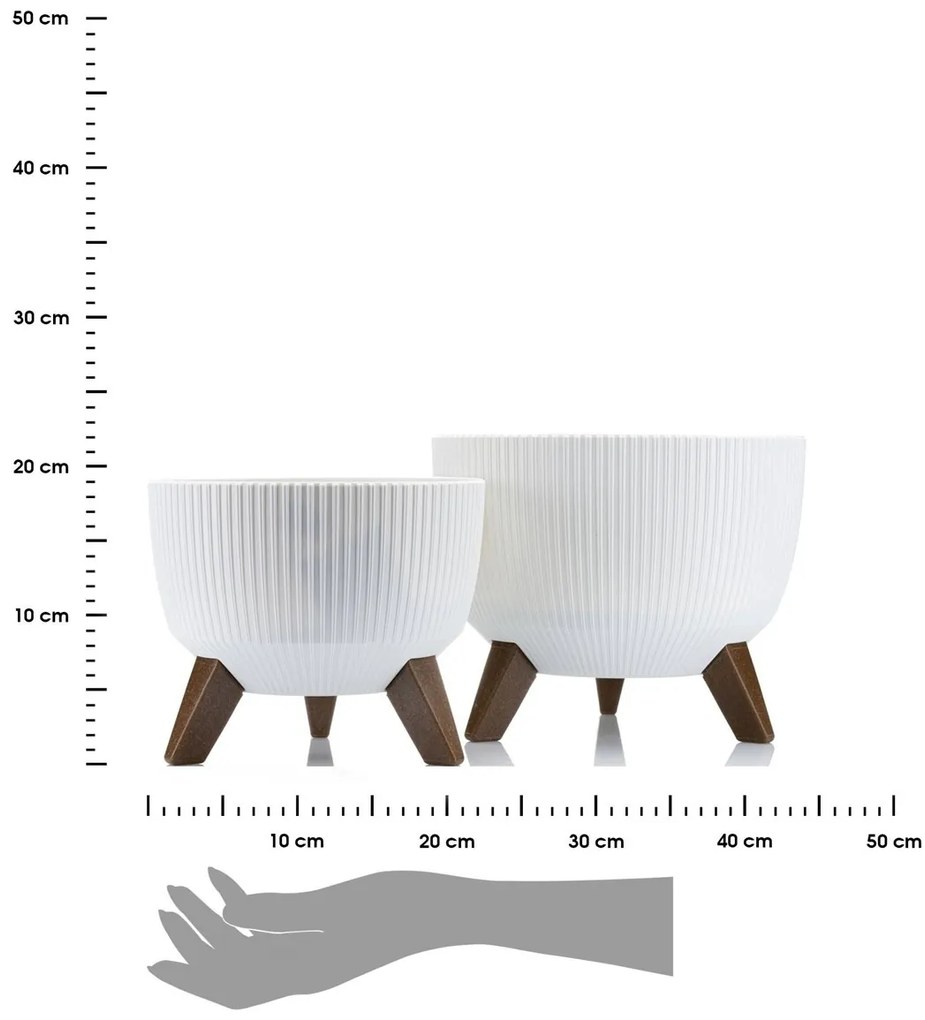 Sada 2 květináčů Rosa Linea bílá II