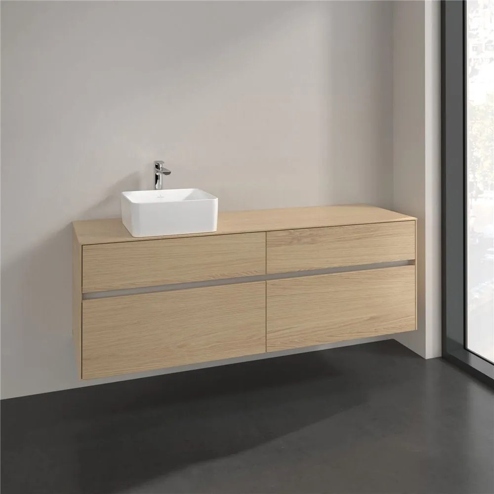 VILLEROY &amp; BOCH Collaro závesná skrinka pod umývadlo na dosku (umývadlo vľavo), 4 zásuvky, 1600 x 500 x 548 mm, Nordic Oak, C05000VJ