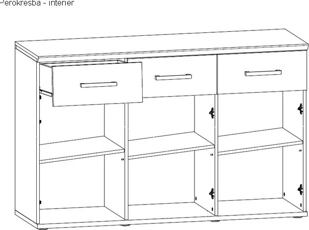 Komoda Romance, smrekovec/dub