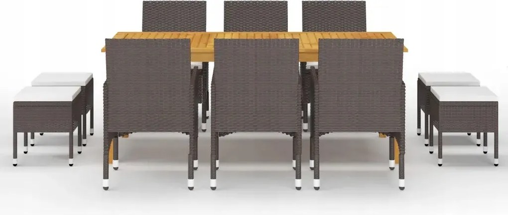 vidaXL 11-dielna sada záhradného nábytku, hnedá