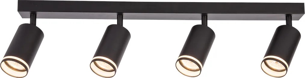 Bodové svietidlo Pipe Ring, 4x čierne kovové tienidlo, b