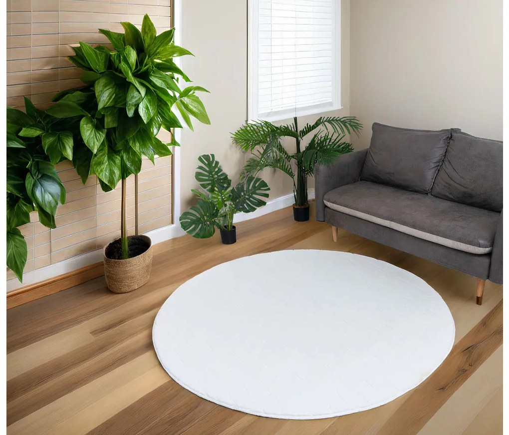 TZ Biely okrúhly koberec 3D Rabbit Rozmer: 120