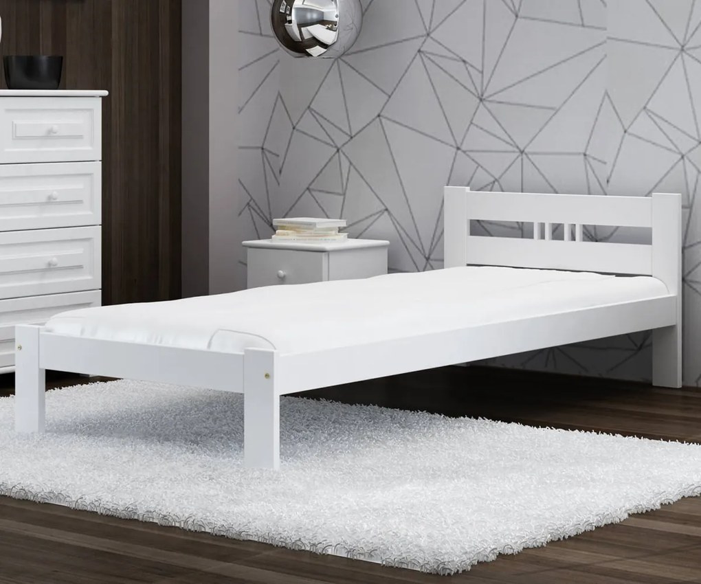Posteľ borovica ESM1 VitBed 80x200cm masiív biela | AMI Nábytok