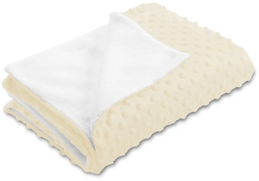 Biante Detská obojstranná deka Minky bodky/Polar MKP-014 Krémová 100x150 cm