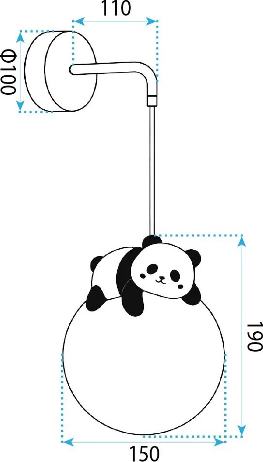Toolight Toolight, nástenné svietidlo PANDA G163-1W, čierna-biela, OSW-07803
