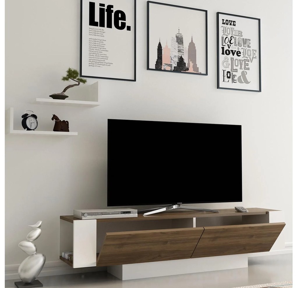TV stolík/skrinka Metro (orech + biela). Akcia -19%. Vlastná spoľahlivá doprava až k Vám domov. 1102349