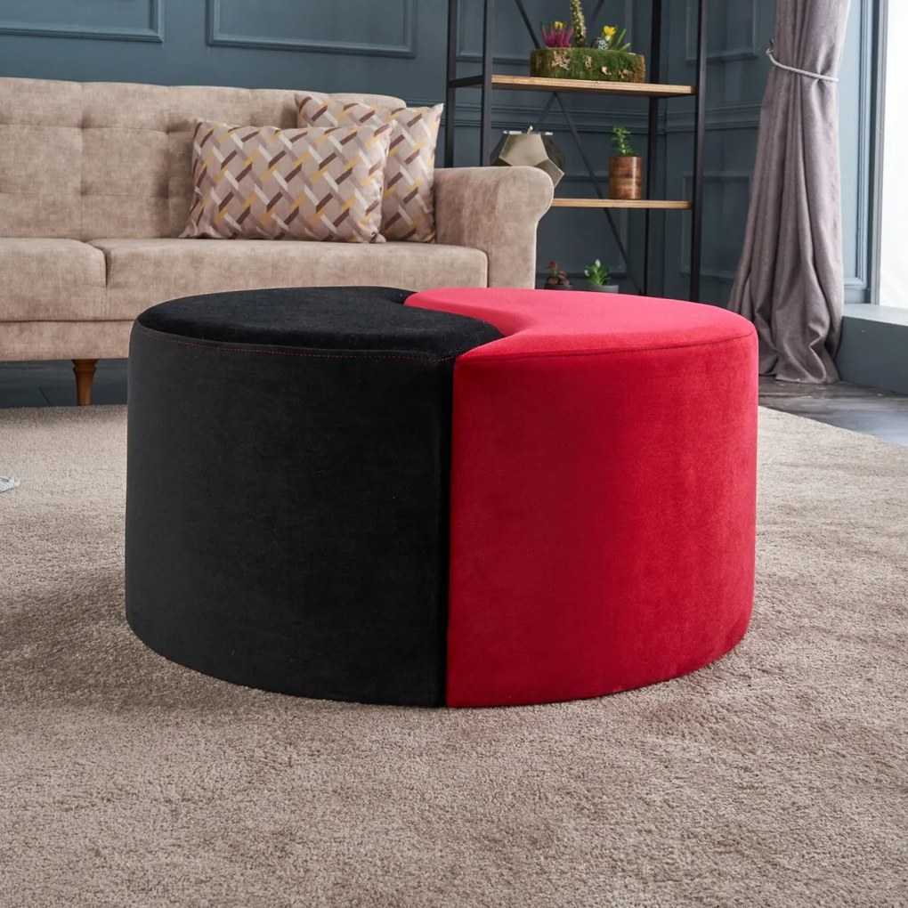 Taburette Alis Pouf Červená a čierna