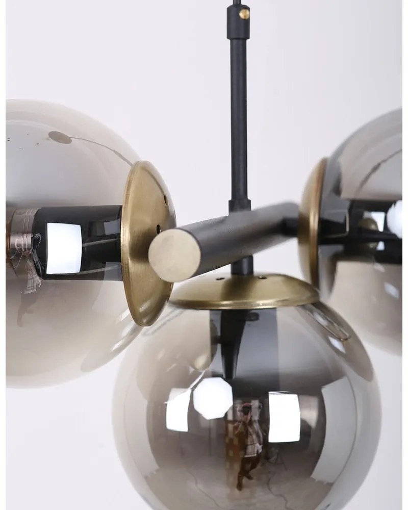 Čierne/sivé závesné svietidlo so skleneným tienidlom ø 15 cm Cascade – Squid Lighting