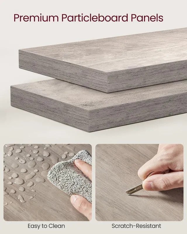 Rohová polica, 5-poschodová plávajúca polica s dizajnom zikzak, greige