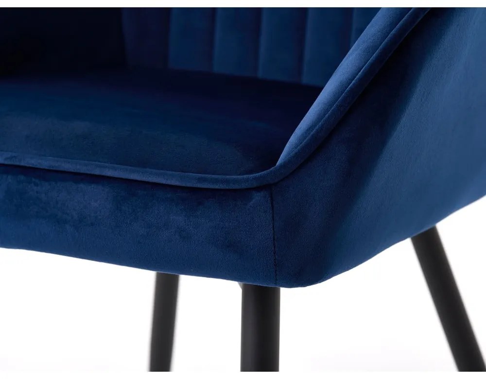 Tmavomodré čalúnené jedálenské kreslá v súprave s podrúčkami 2 ks Nolan Stripe – Unique Furniture