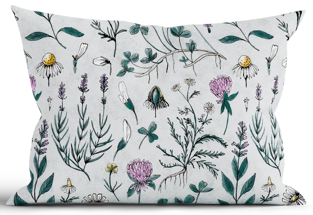 Bavlnená obliečka na vankúš Renforcé 40 × 60 cm - Herbár mentolový