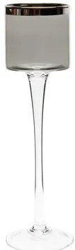 Svietnikový sklenený kalich čierny s platinovým prúžkom 33 cm