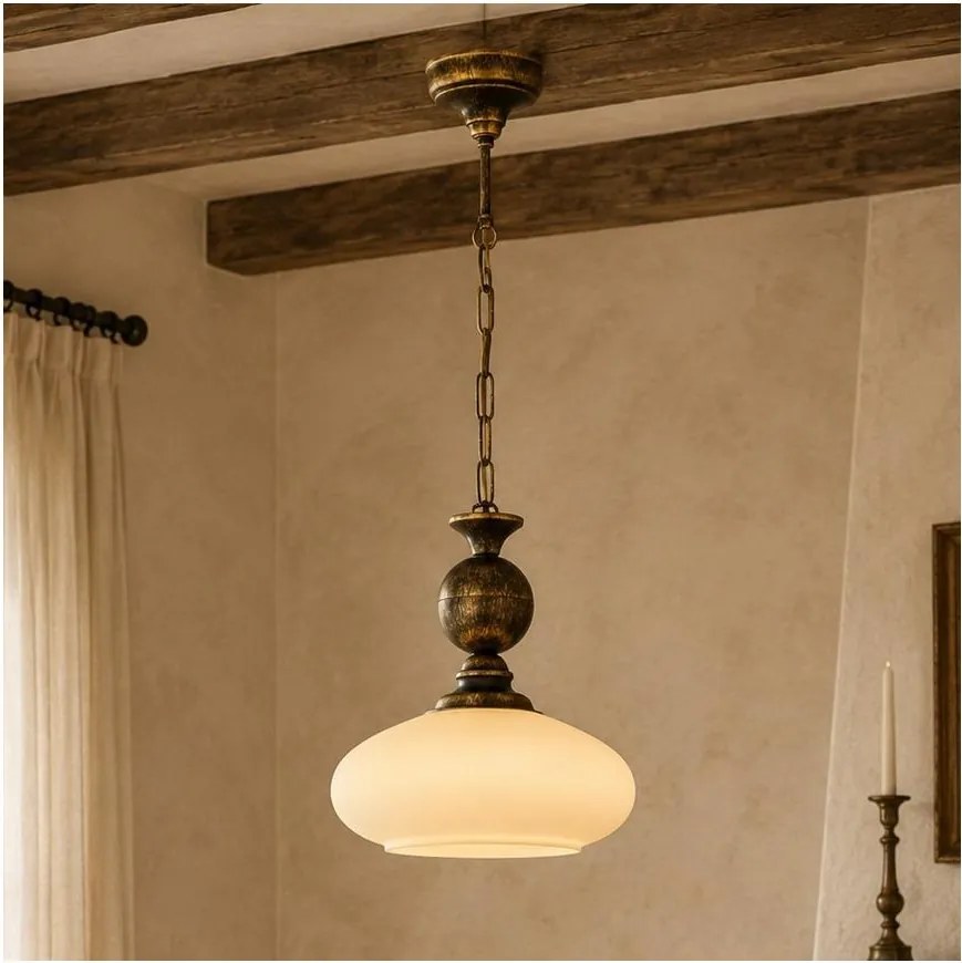 BRILAGI - Luster na reťazi MOLLERO 1xE27/15W/230V priemer 24 cm bronz/patina