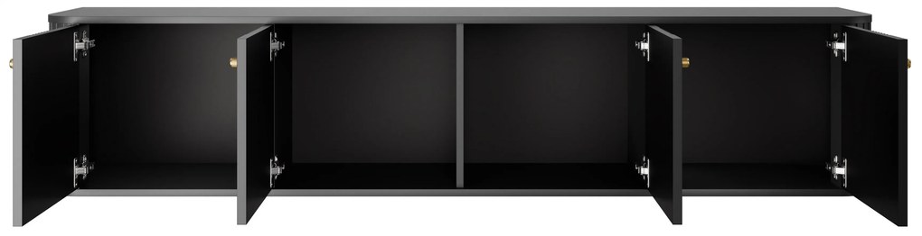 Závesný TV stolík Vespera 4D 187 cm - čierna / zlatá