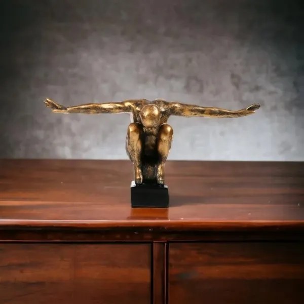 Dekorácia na stôl 25x41x20 cm živica/zlatá patina