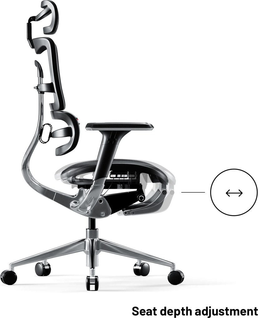 Ergonomická kancelárska stolička s podnožkou Normal Size, čierna: Diablo V-Master