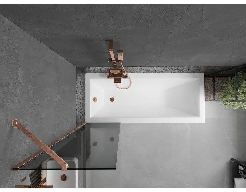 Mexen Next, 1-krídlová vaňová zástena 50 x 150 cm, 6mm šedé sklo, medená matná, 895-050-000-00-40-65