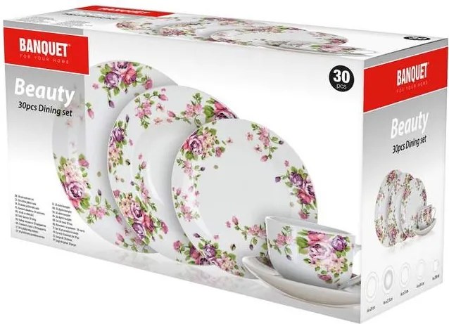 Jedálenský servis (30 dielov) Beauty, kvetinový vzor