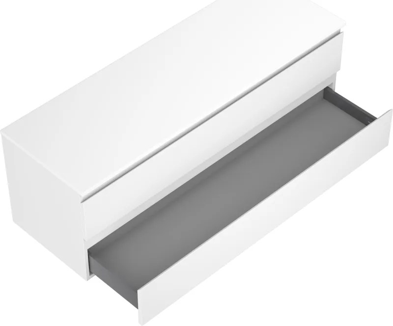 Mexen Orio, kúpeľňová skrinka pod umývadlo 140 cm s hornou časťou, 2 zásuvky, biela matná, 91A10-14047-2-BFFC01