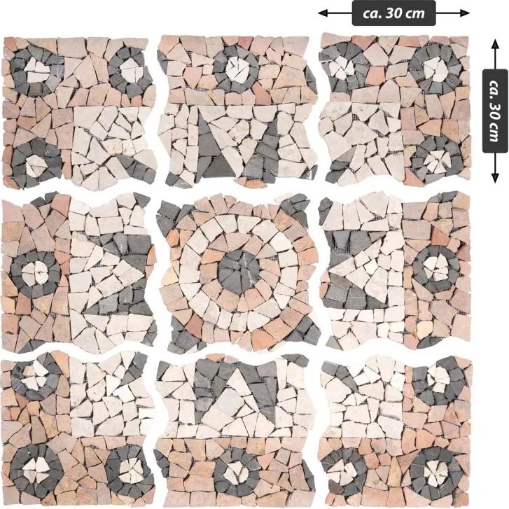 Mramorová mozaika, motív kvetina, 90 x 90 cm