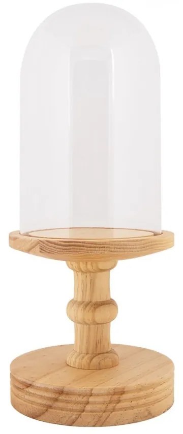 Prírodný drevený podnos so skleneným poklopom Ricco - Ø 17*40 cm