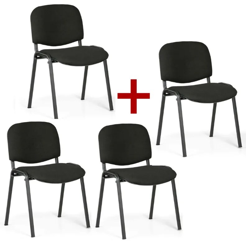 Konferenčná stolička VIVA 3+1 ZADARMO, čierna