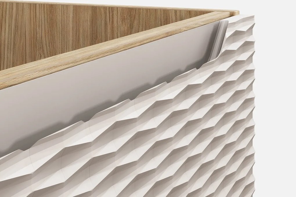 Závěsná skříňka Ocean Sky se zápustným umyvadlem 120 cm dub olejovaný/béžová