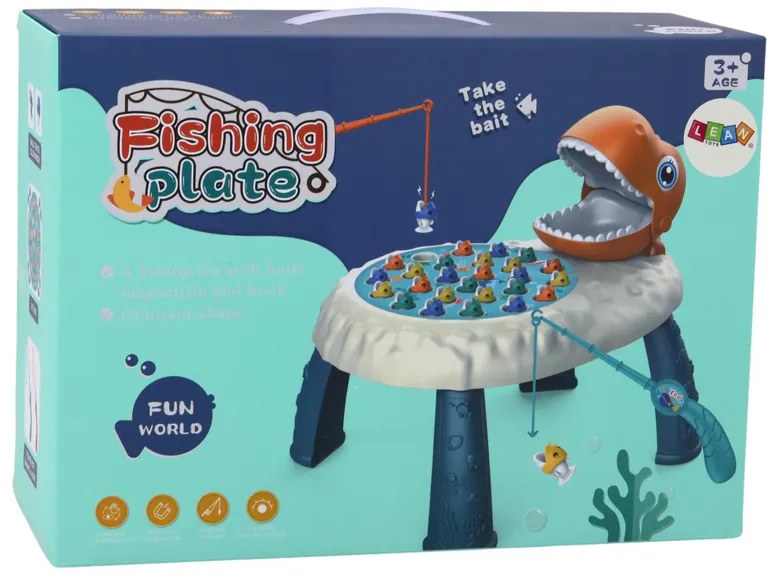 LEAN TOYS Rybolov stôl- arkádová hra Oranžový dinosaurus