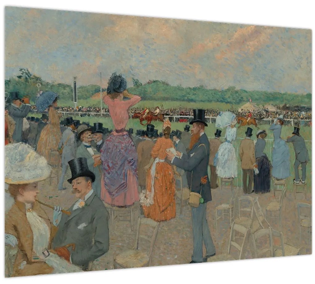 Sklenený obraz - Jean-Louis Forain, The Races at Longchamp, reprodukcia (70x50 cm)